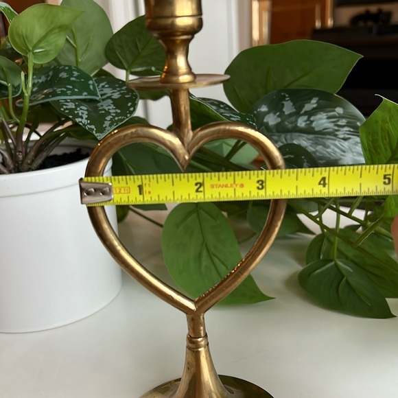 Vintage Brass Heart Candle Holder Decor - Picture 10 of 15